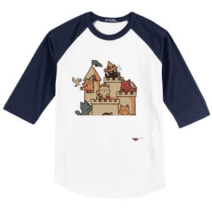 Cats In A Sandbox Summer Cat Litter Box Sand Castle Baseball Sleeve Shirt