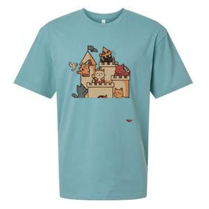 Cats In A Sandbox Summer Cat Litter Box Sand Castle Sueded Cloud Jersey T-Shirt