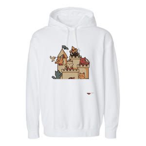 Cats In A Sandbox Summer Cat Litter Box Sand Castle Garment-Dyed Fleece Hoodie