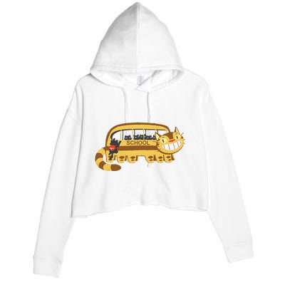 Cats In A Catbus Headed To School Schoolcatbus Crop Fleece Hoodie