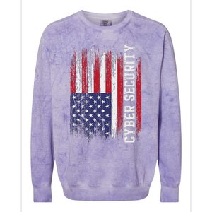 Cybersecurity It Analyst Us Flag Certified Tech Security Colorblast Crewneck Sweatshirt