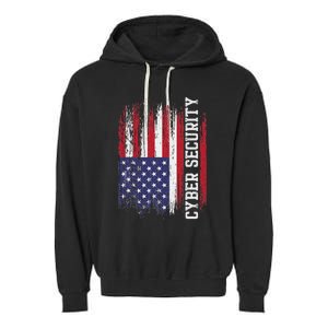 Cybersecurity It Analyst Us Flag Certified Tech Security Garment-Dyed Fleece Hoodie