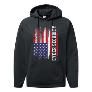 Cybersecurity It Analyst Us Flag Certified Tech Security Performance Fleece Hoodie