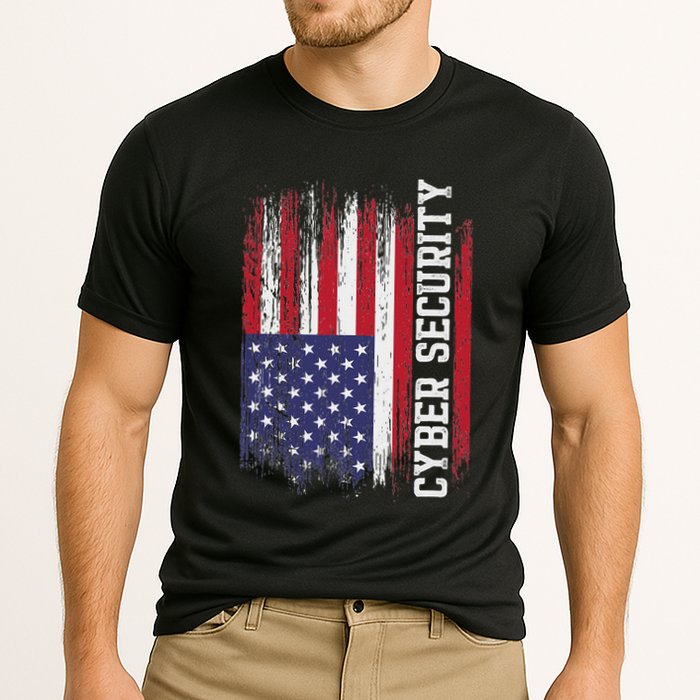 Cybersecurity It Analyst Us Flag Certified Tech Security Cooling Performance Crew T-Shirt