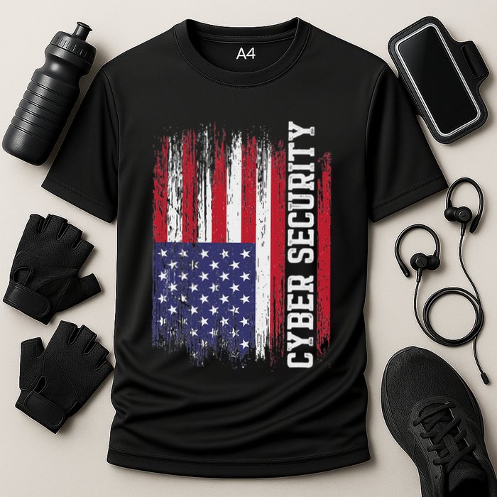 Cybersecurity It Analyst Us Flag Certified Tech Security Cooling Performance Crew T-Shirt
