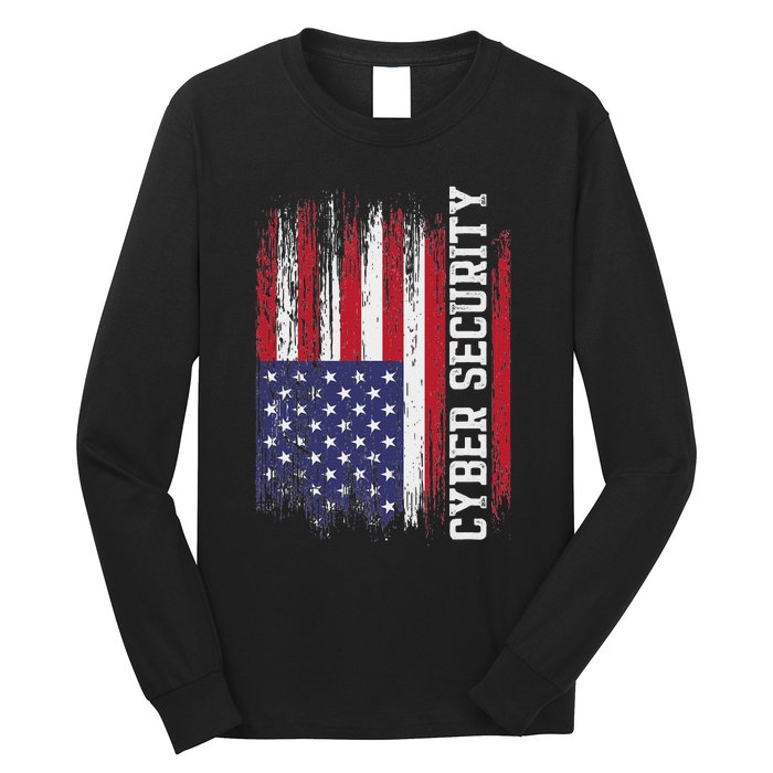 Cybersecurity It Analyst Us Flag Certified Tech Security Long Sleeve Shirt