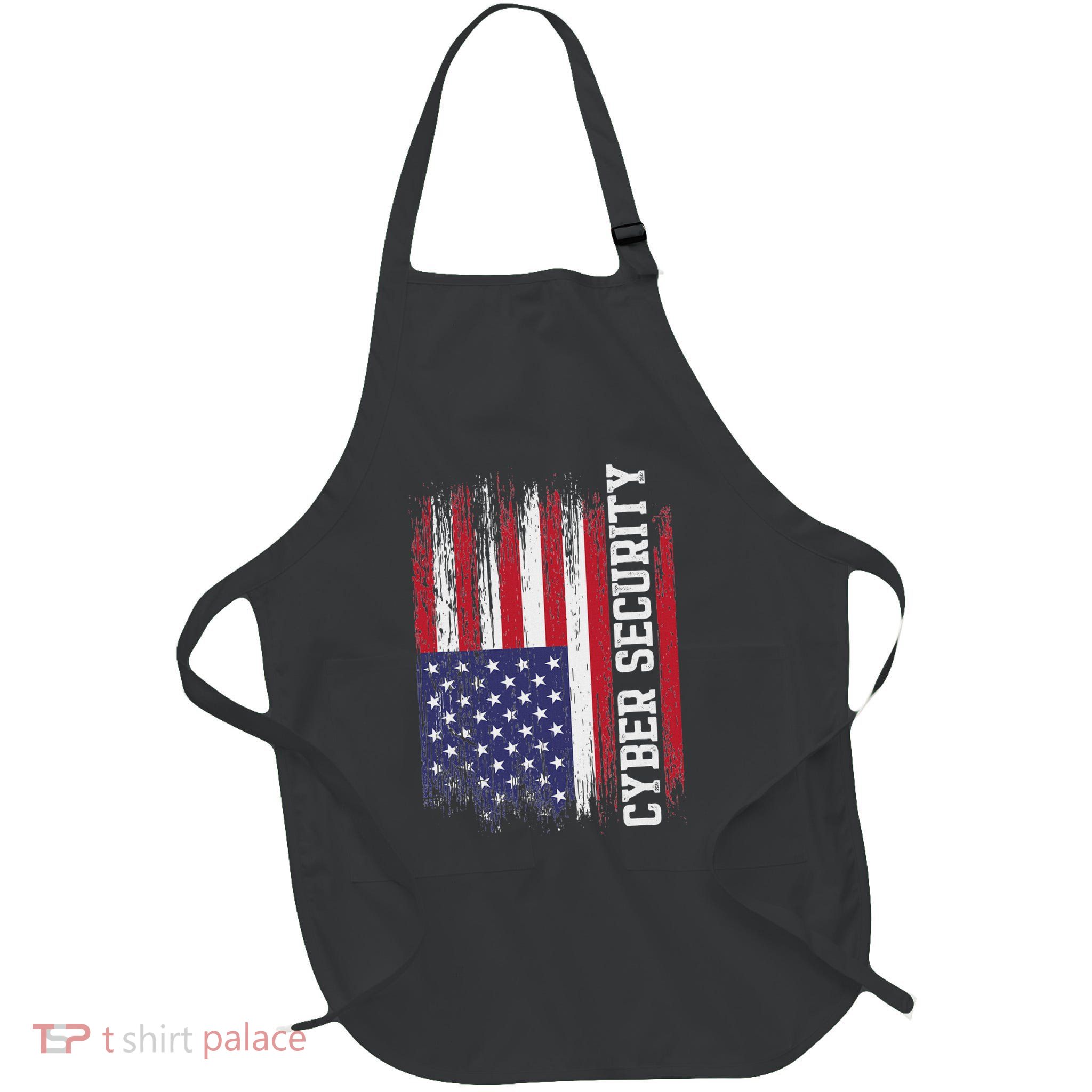 Cybersecurity It Analyst Us Flag Certified Tech Security Full-Length Apron With Pockets