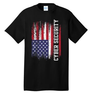 Cybersecurity It Analyst Us Flag Certified Tech Security Tall T-Shirt