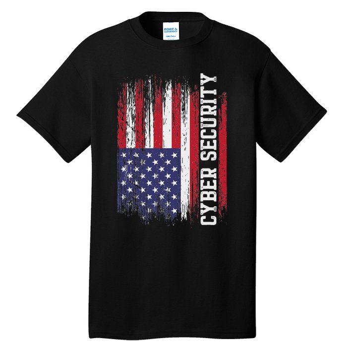 Cybersecurity It Analyst Us Flag Certified Tech Security Tall T-Shirt