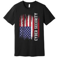 Cybersecurity It Analyst Us Flag Certified Tech Security Premium T-Shirt