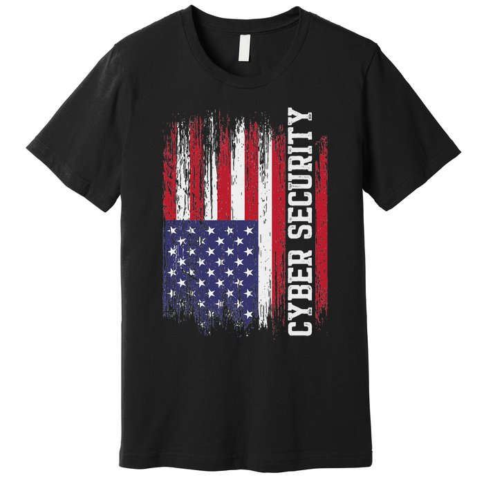 Cybersecurity It Analyst Us Flag Certified Tech Security Premium T-Shirt