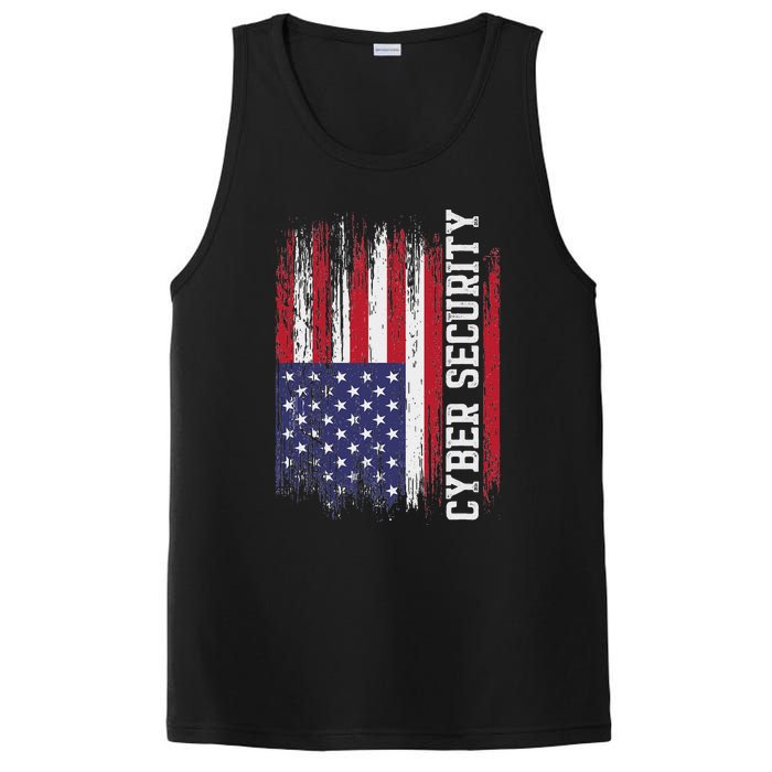 Cybersecurity It Analyst Us Flag Certified Tech Security PosiCharge Competitor Tank