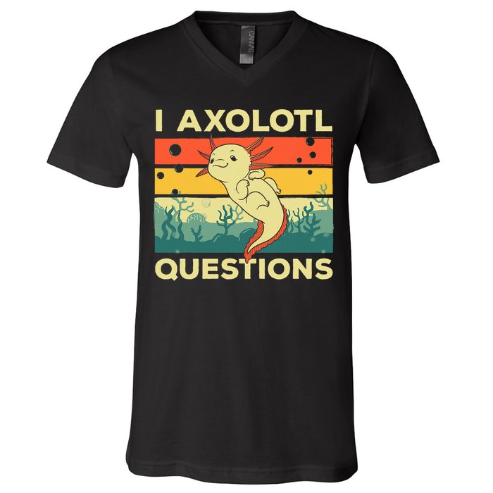 Cool I Axolotl Questions For  Fish Salamander V-Neck T-Shirt