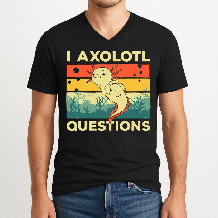 Cool I Axolotl Questions For  Fish Salamander V-Neck T-Shirt