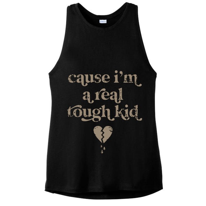 Cause Im A Real Tough I Can Do It With A Broken Heart Ladies PosiCharge Tri-Blend Wicking Tank