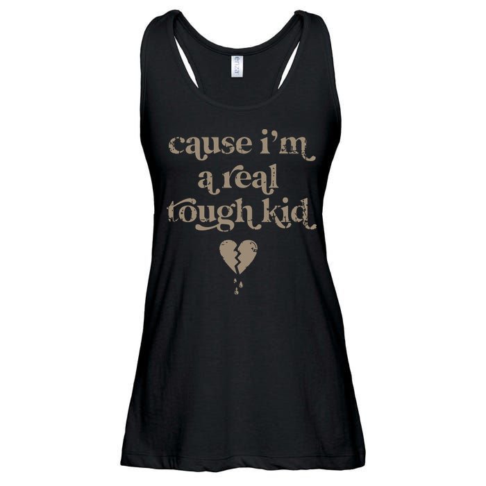 Cause Im A Real Tough I Can Do It With A Broken Heart Ladies Essential Flowy Tank