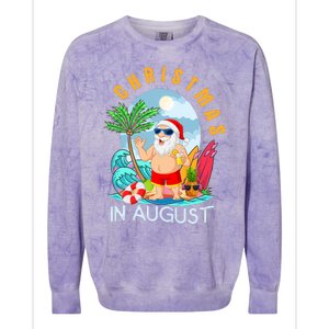 Christmas In August Xmas Funny Santa Summer Beach Vacation Colorblast Crewneck Sweatshirt