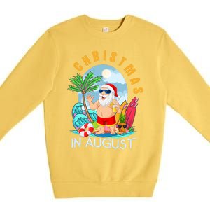 Christmas In August Xmas Funny Santa Summer Beach Vacation Premium Crewneck Sweatshirt