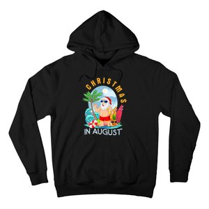 Christmas In August Xmas Funny Santa Summer Beach Vacation Hoodie