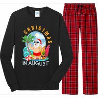 Christmas In August Xmas Funny Santa Summer Beach Vacation Long Sleeve Pajama Set