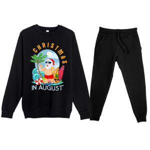 Christmas In August Xmas Funny Santa Summer Beach Vacation Premium Crewneck Sweatsuit Set