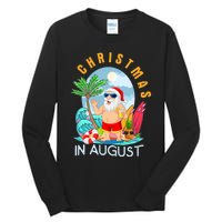 Christmas In August Xmas Funny Santa Summer Beach Vacation Tall Long Sleeve T-Shirt