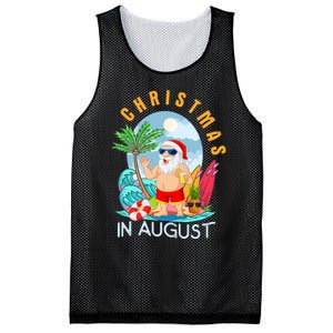 Christmas In August Xmas Funny Santa Summer Beach Vacation Mesh Reversible Basketball Jersey Tank