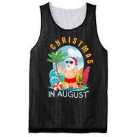 Christmas In August Xmas Funny Santa Summer Beach Vacation Mesh Reversible Basketball Jersey Tank