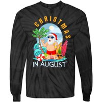 Christmas In August Xmas Funny Santa Summer Beach Vacation Tie-Dye Long Sleeve Shirt