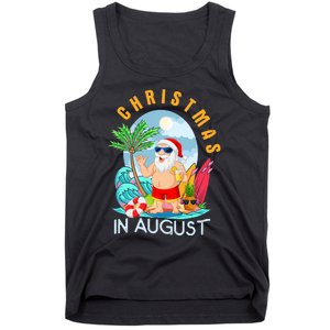 Christmas In August Xmas Funny Santa Summer Beach Vacation Tank Top