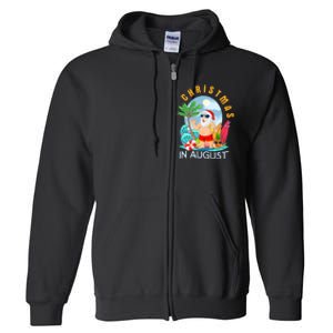 Christmas In August Xmas Funny Santa Summer Beach Vacation Full Zip Hoodie