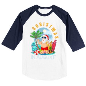 Christmas In August Xmas Funny Santa Summer Beach Vacation Baseball Sleeve Shirt