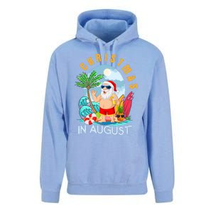 Christmas In August Xmas Funny Santa Summer Beach Vacation Unisex Surf Hoodie