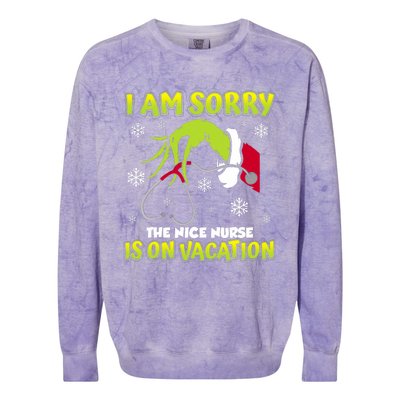 Christmas I Am Sorry The Nice Nurse Is On Vacation Colorblast Crewneck Sweatshirt