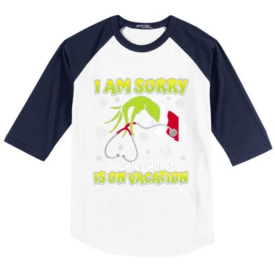 Christmas I Am Sorry The Nice Nurse Is On Vacation Baseball Sleeve Shirt