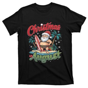 Christmas In August Fun Summer Santa On Beach T-Shirt