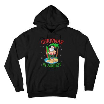 Christmas In August Funny Summer Santa On Beach Hoodie