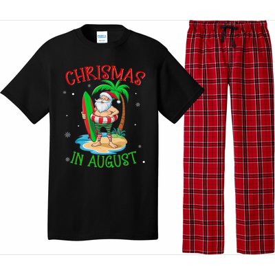 Christmas In August Funny Summer Santa On Beach Pajama Set