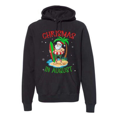 Christmas In August Funny Summer Santa On Beach Premium Hoodie