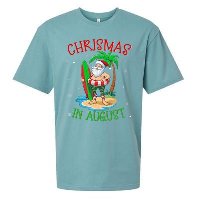 Christmas In August Funny Summer Santa On Beach Sueded Cloud Jersey T-Shirt