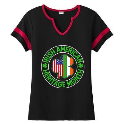 Clover Irish American Flag Irish American Heritage Month Ladies Halftime Notch Neck Tee