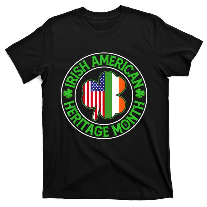 Clover Irish American Flag Irish American Heritage Month T-Shirt