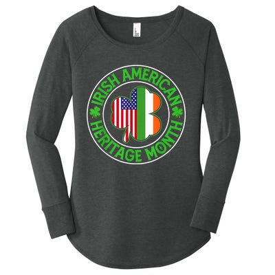 Clover Irish American Flag Irish American Heritage Month Women's Perfect Tri Tunic Long Sleeve Shirt