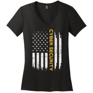 Cybersecurity It Analyst Us Art Certified Tech Security Women's V-Neck T-Shirt