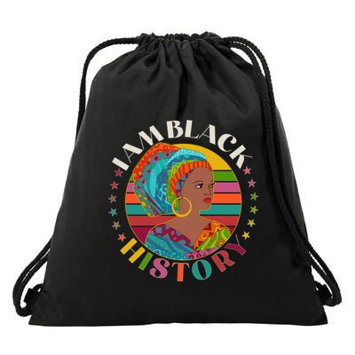 Colorful I Am Black History Drawstring Bag