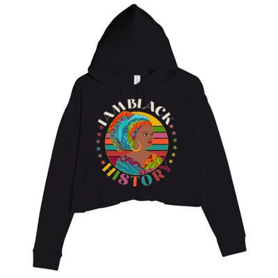 Colorful I Am Black History Crop Fleece Hoodie