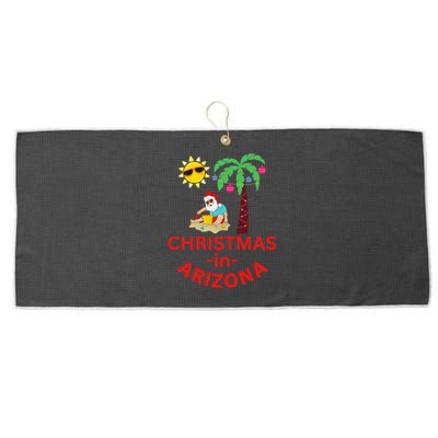 Christmas In Arizona Deck The Palm Trees Family Vacation Gift Large Microfiber Waffle Golf Towel