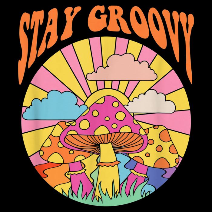 Cute Indie Aesthetic Mushroom Stay Groovy Retro 70s Hippie Cooling Performance Crew T-Shirt