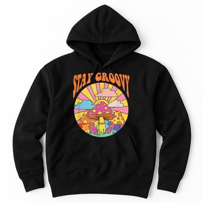 Cute Indie Aesthetic Mushroom Stay Groovy Retro 70s Hippie Hoodie