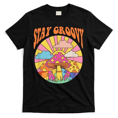 Cute Indie Aesthetic Mushroom Stay Groovy Retro 70s Hippie T-Shirt
